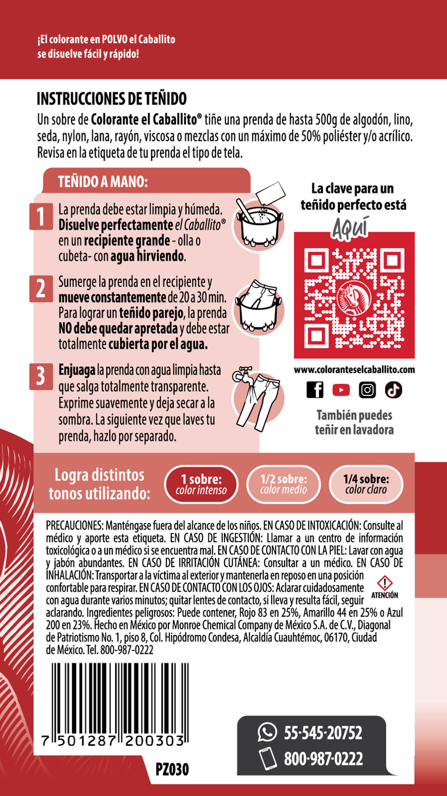 el Caballito® Colorante para Ropa Rojo granada | 16g