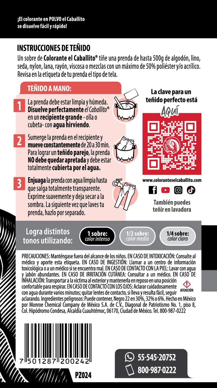 el Caballito® Colorante para Ropa Negro elegante | 20g