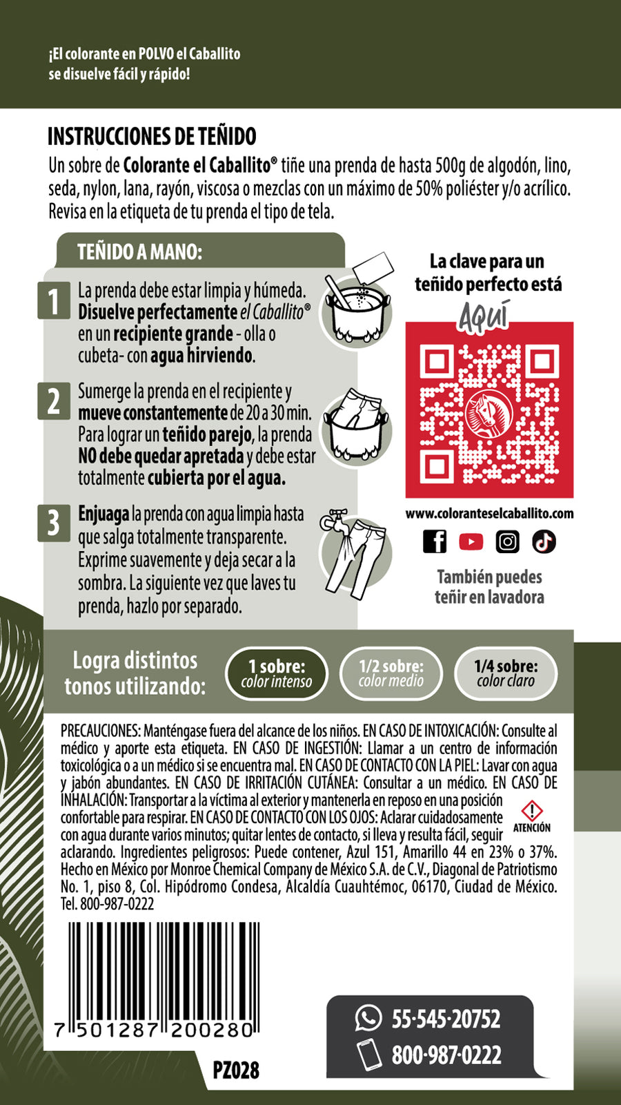 el Caballito® Colorante para Ropa Verde militar | 16g