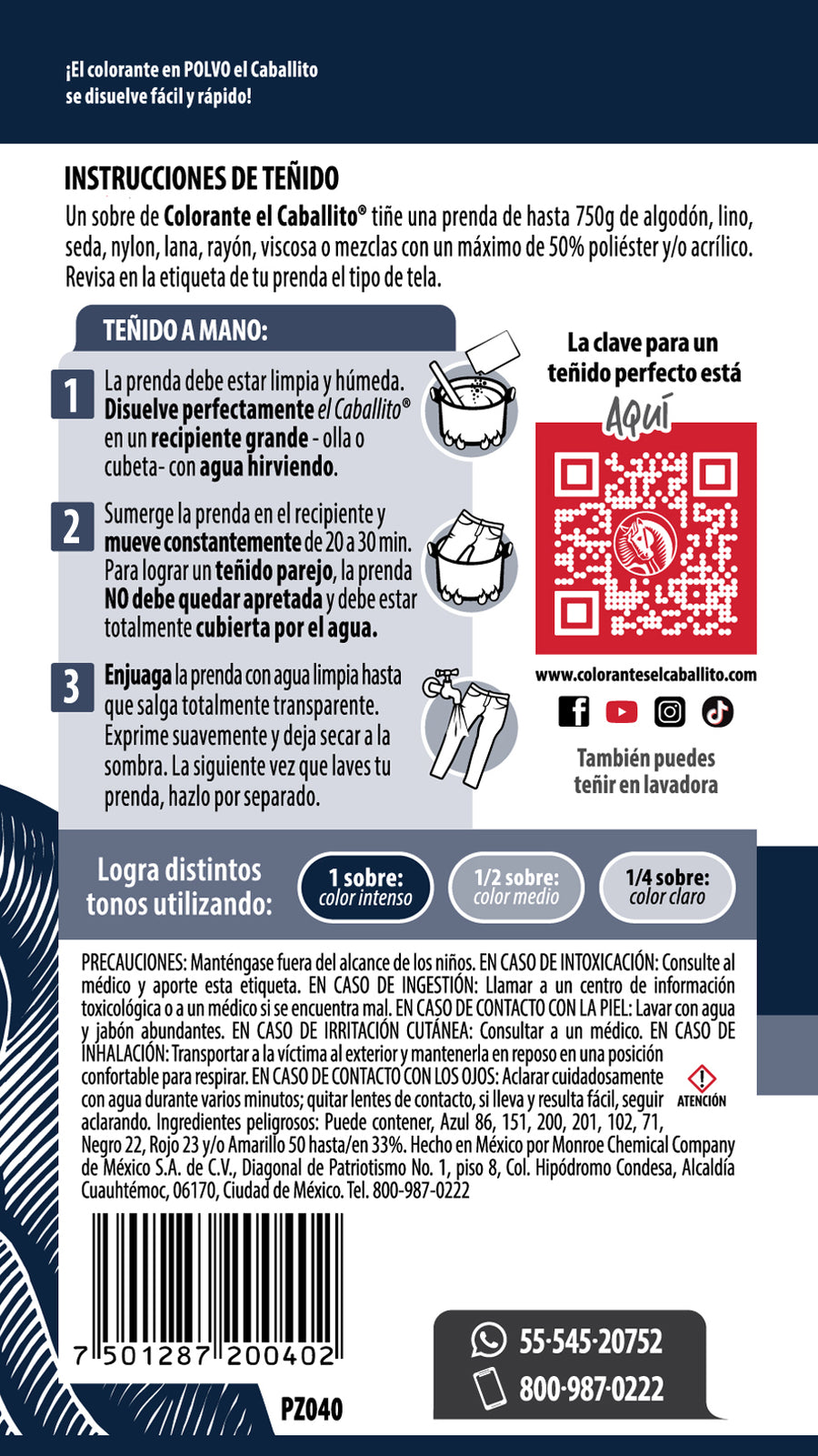 el Caballito® Jeans Colorante para Ropa Azul índigo | 20g