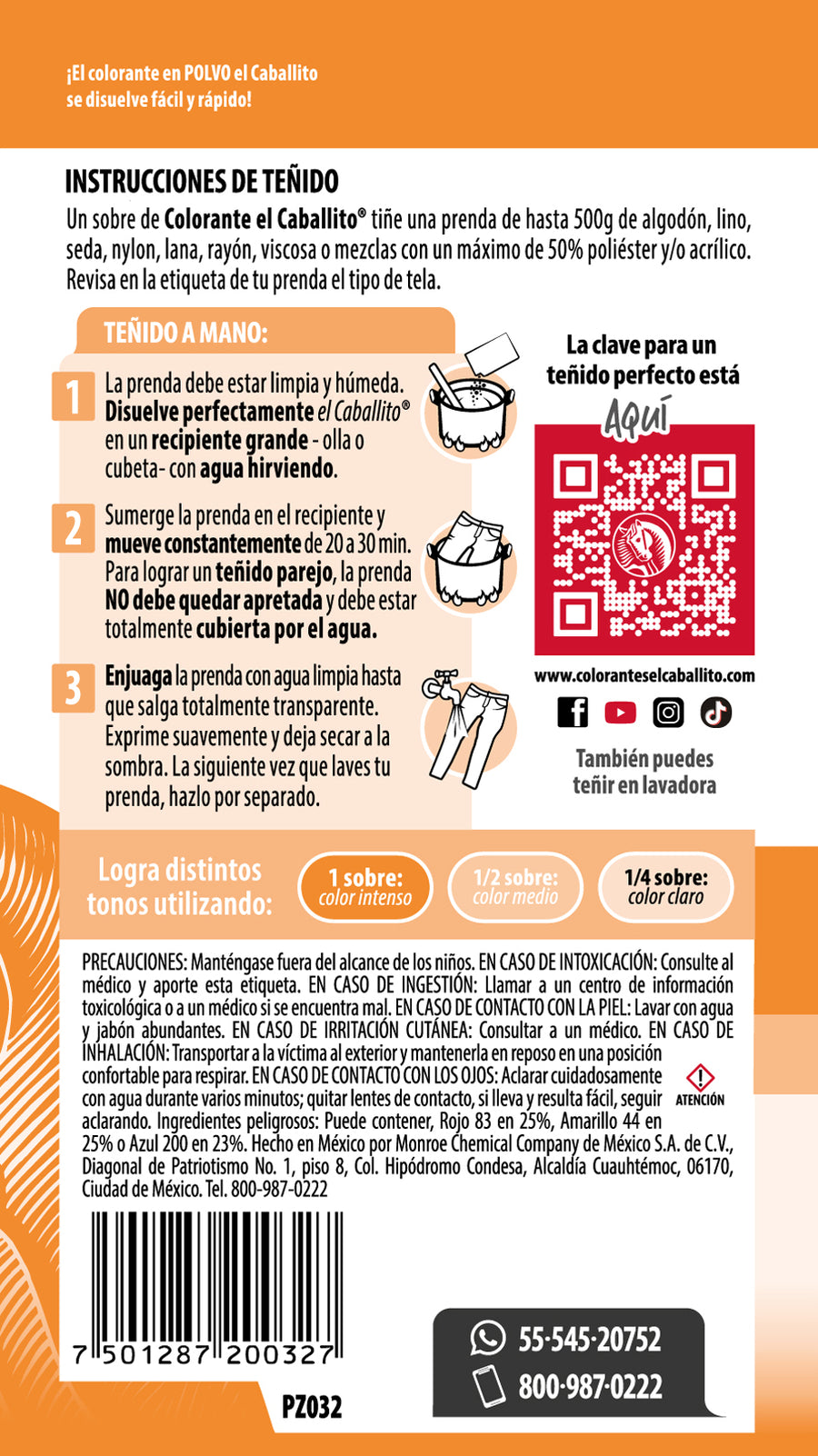 el Caballito® Colorante para Ropa Naranja española | 16g