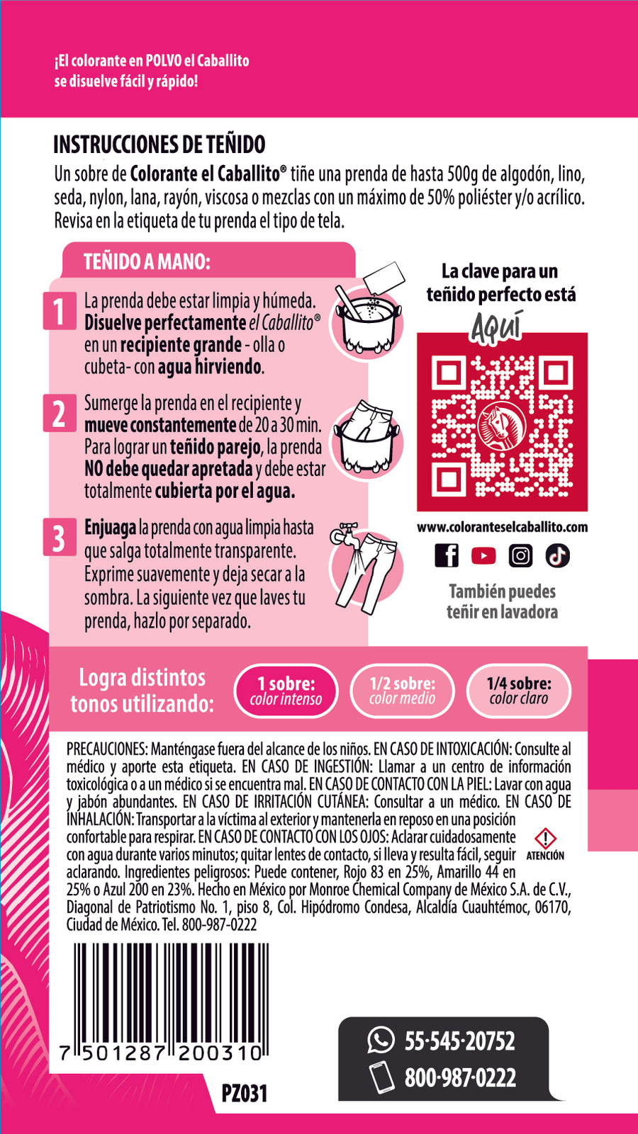 el Caballito® Colorante para Ropa Rosa mexicano | 16g