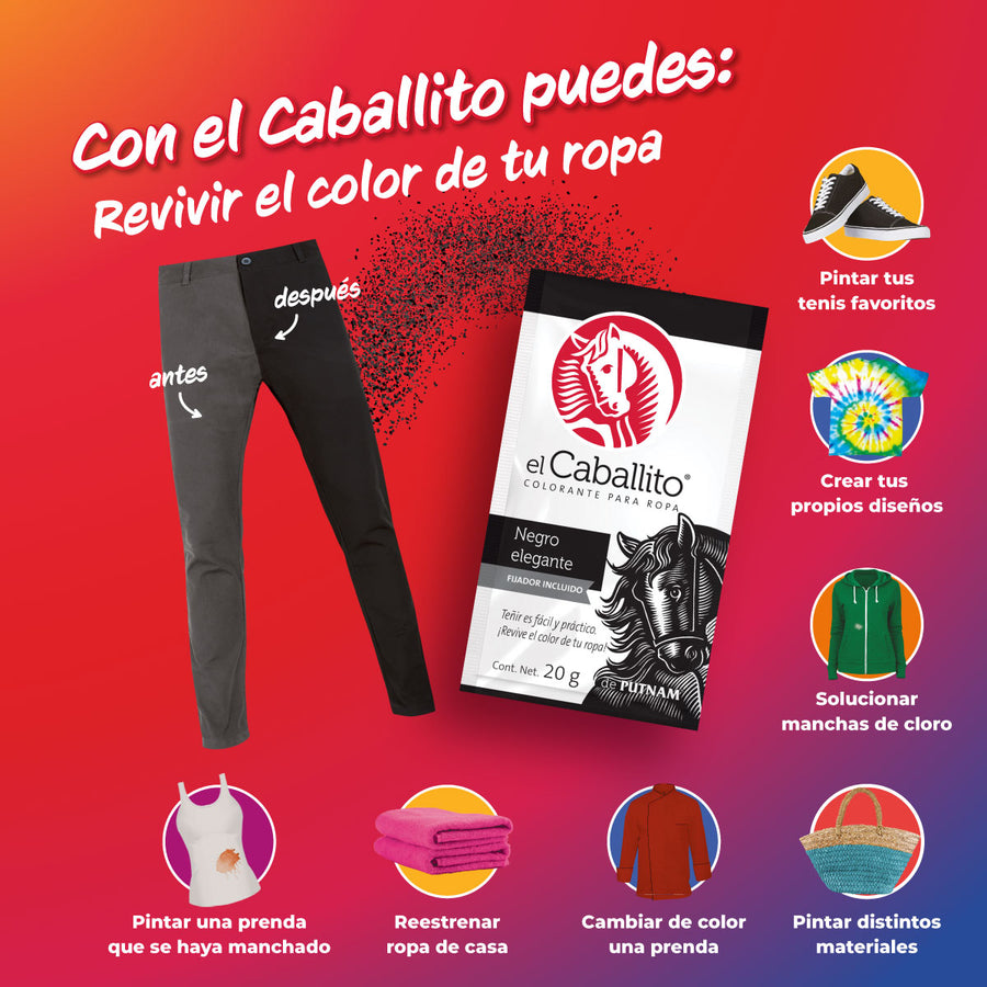 el Caballito® Colorante para Ropa Rojo Granada 16g