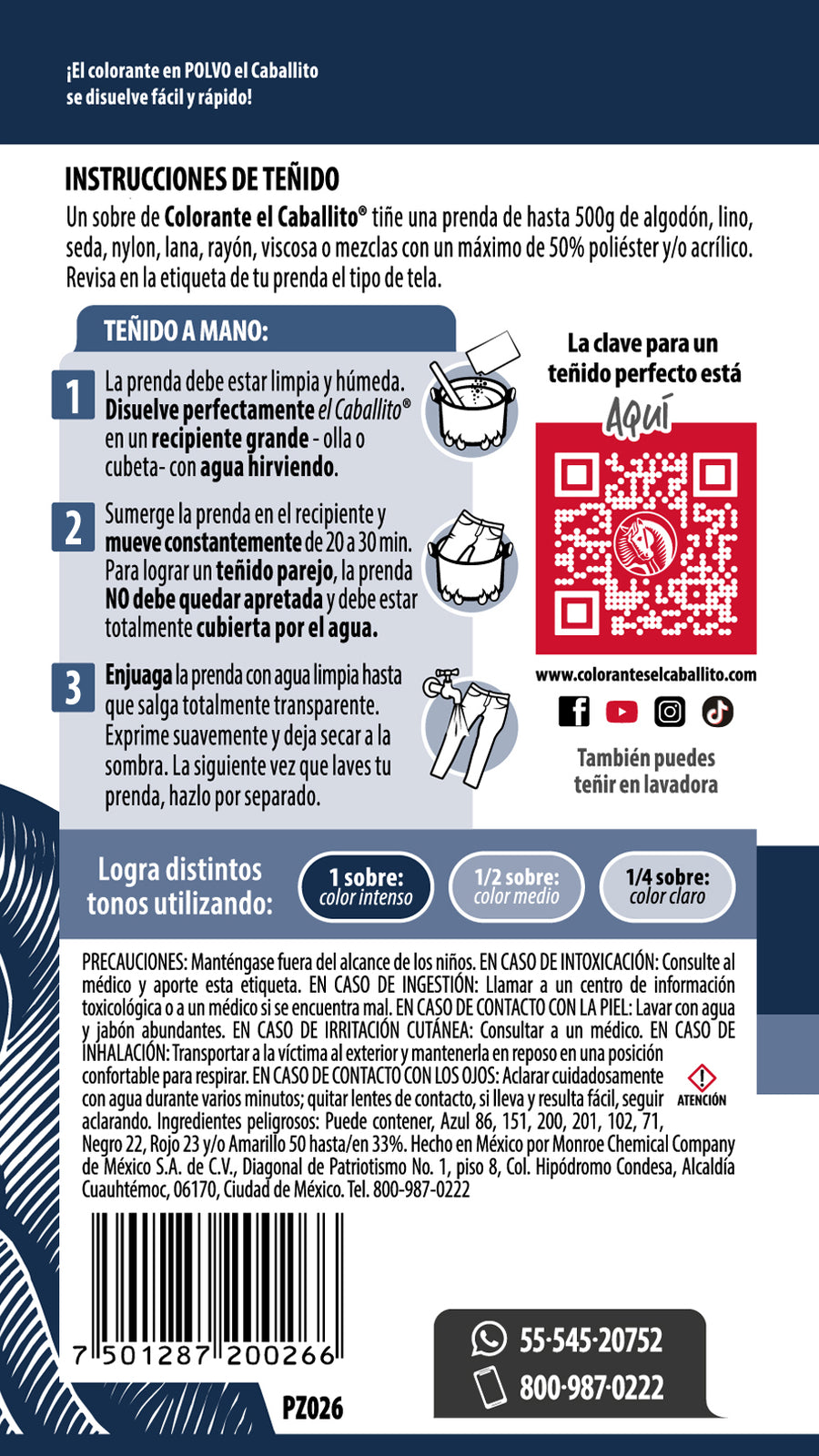 el Caballito® Colorante para Ropa Azul marino | 16g