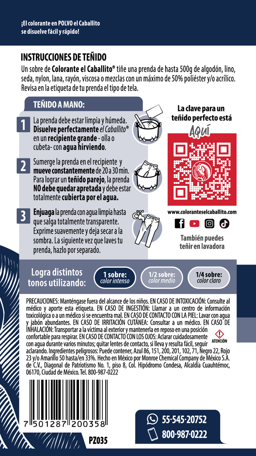 el Caballito® Colorante para Ropa Azul profundo | 16g