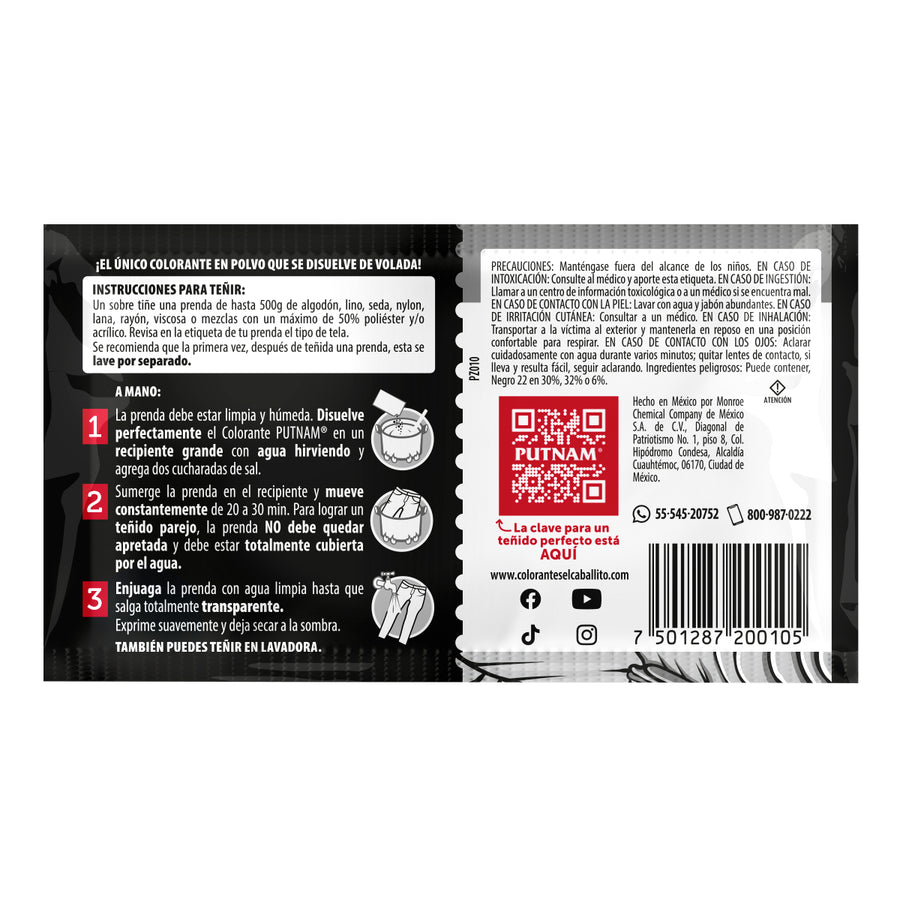PUTNAM® de el Caballito Colorante para Ropa Negro 10 18 g