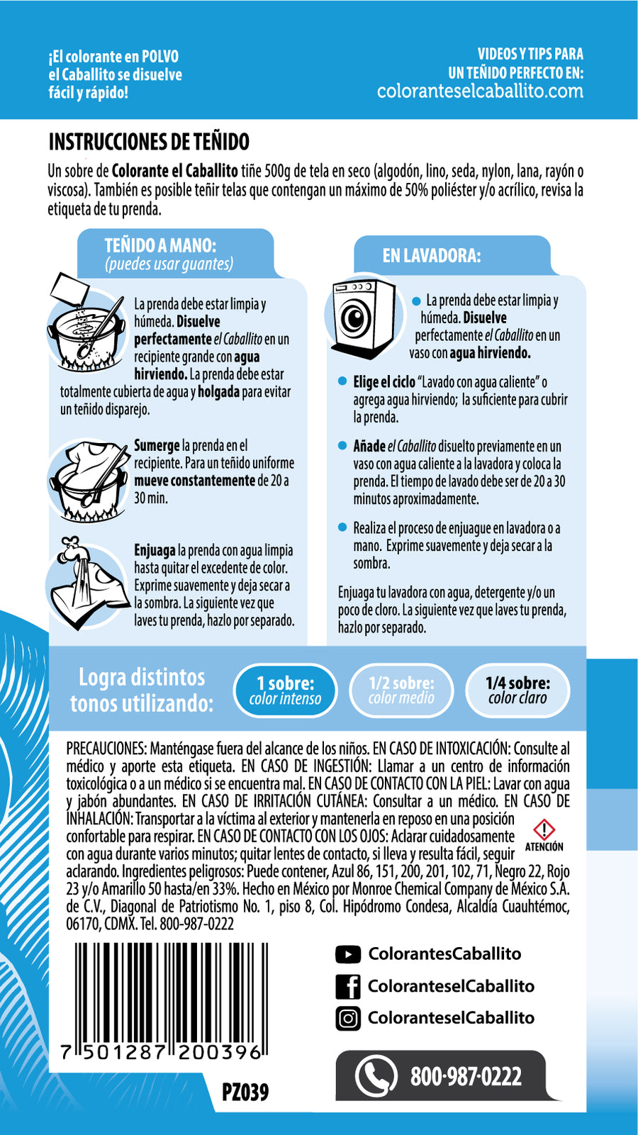 el Caballito® Colorante para Ropa Azul cielo | 16g