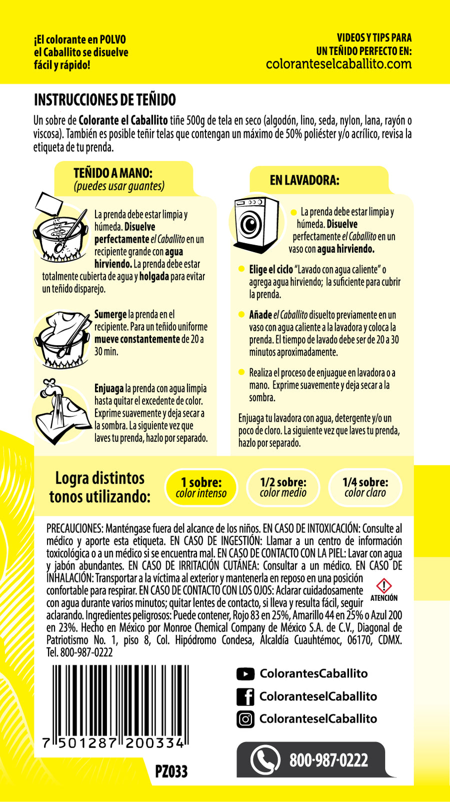 el Caballito® Colorante para Ropa Amarillo luminoso | 16g