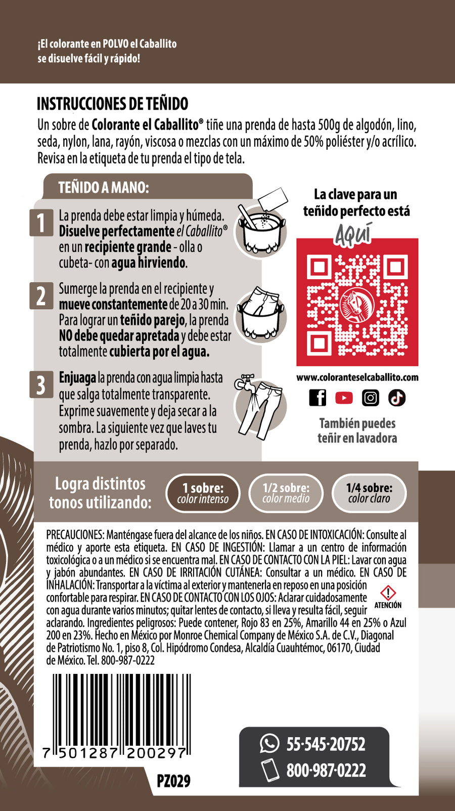 el Caballito® Colorante para Ropa Café tabaco | 16g