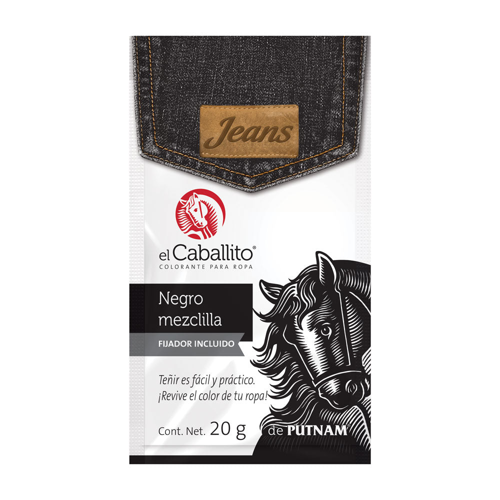 el Caballito® Jeans Colorante para Ropa Negro Mezclilla 20g – Colorantes Polvo el Caballito®
