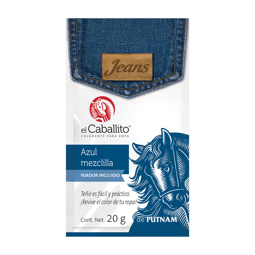 el Caballito® Jeans Colorante para Ropa Azul Mezclilla 20g – Colorantes el Caballito®