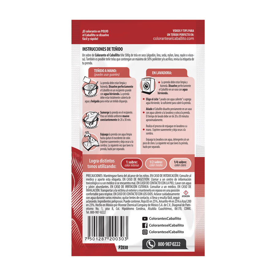 el Caballito® Colorante para Ropa Rojo Granada 16g