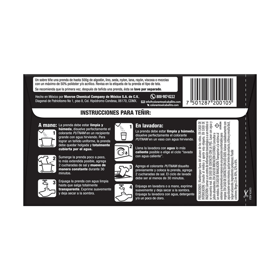 PUTNAM® Colorante para Ropa negro 10 | 18g – Colorantes en Polvo el ...
