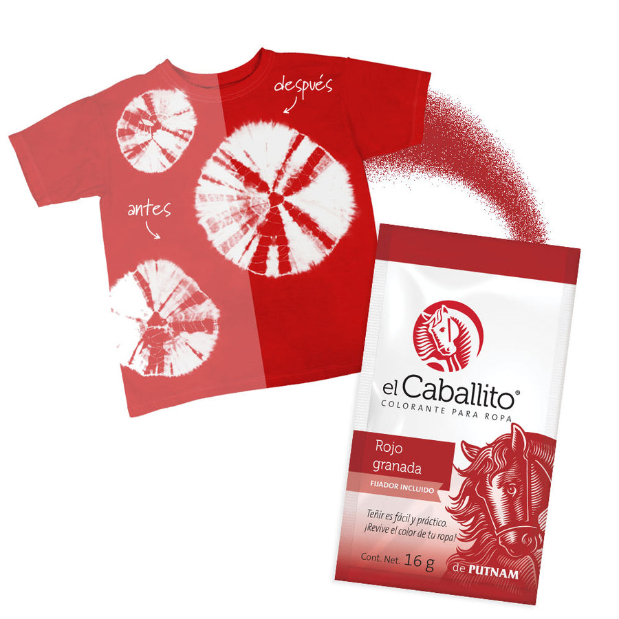 el Caballito® Colorante para Ropa Rojo Granada 16g – Colorantes en Polvo el  Caballito®